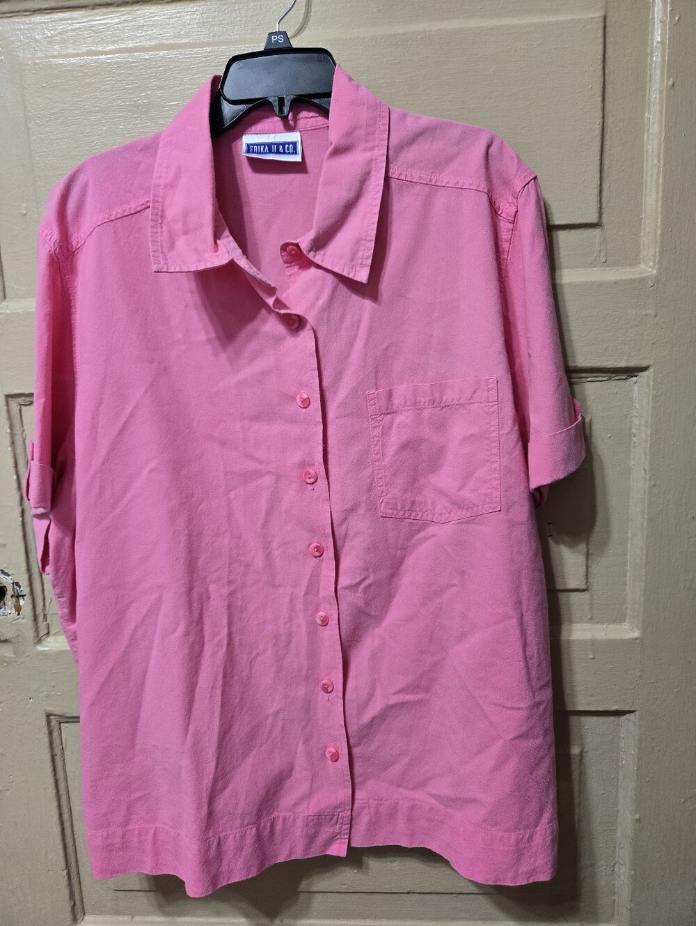 Erika II & Co. 100% Cotton Short Sleeve Button Down NWOT Size: 2X
